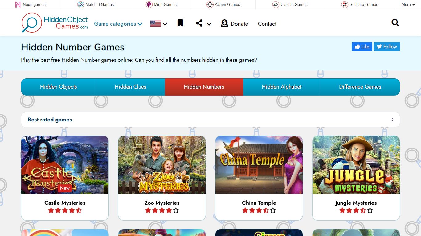 Hidden Number Games - HiddenObjectGames.com